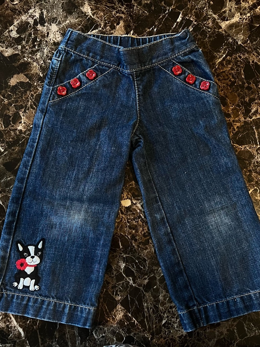 Gymboree Dark Blue Denim Jeans with Red Button Accents